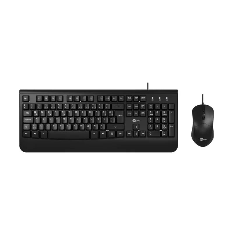 Lecoo CM105 USB Kablolu Türkçe Q Klavye & Mouse Set Siyah