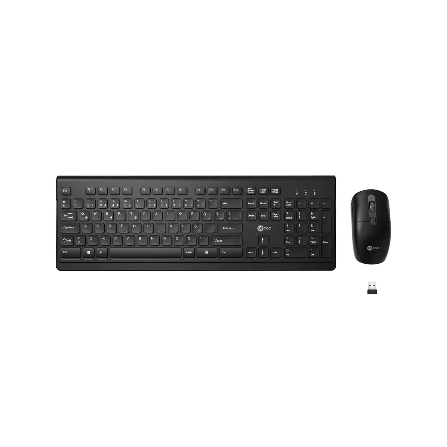 Lecoo KW203 Kablosuz Türkçe Q Klavye & Mouse Set Siyah